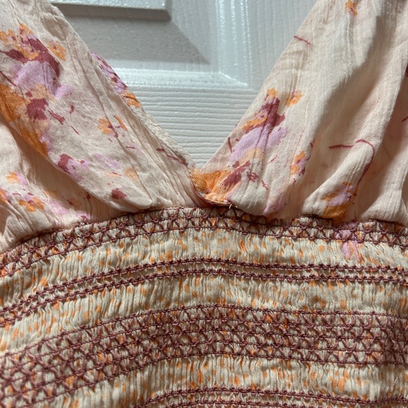 Free People Floral Halter Tank Top - Pink and Orange Brinkley Smocked - Picture 8 of 13